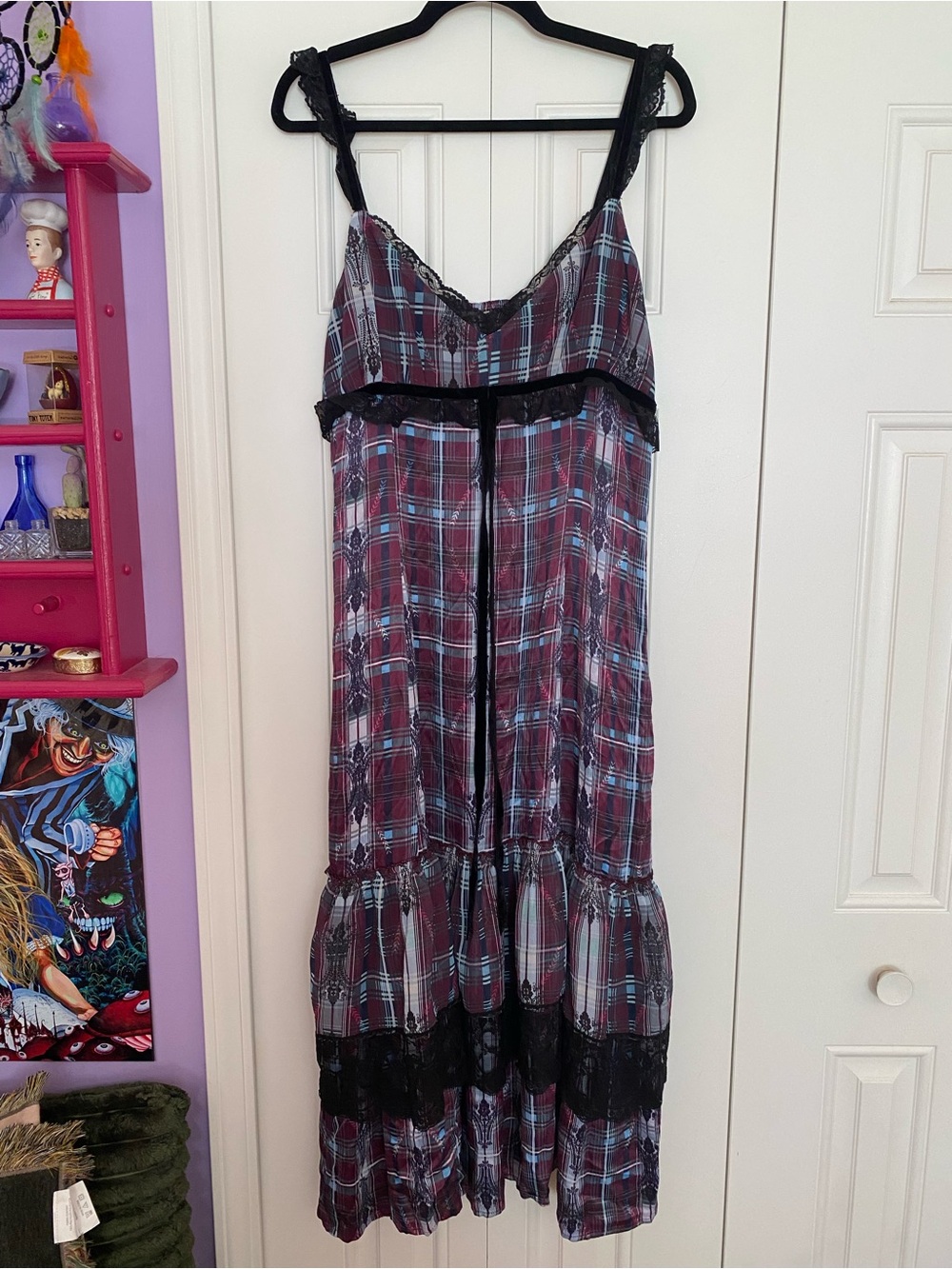 Anthropologie V-neck Lace Trim Midi Dress - Picture 3 of 9